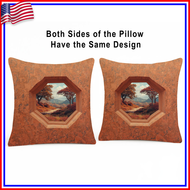 Octagonal Window View Double Sided Throw Pillows, 14 x 14 inches