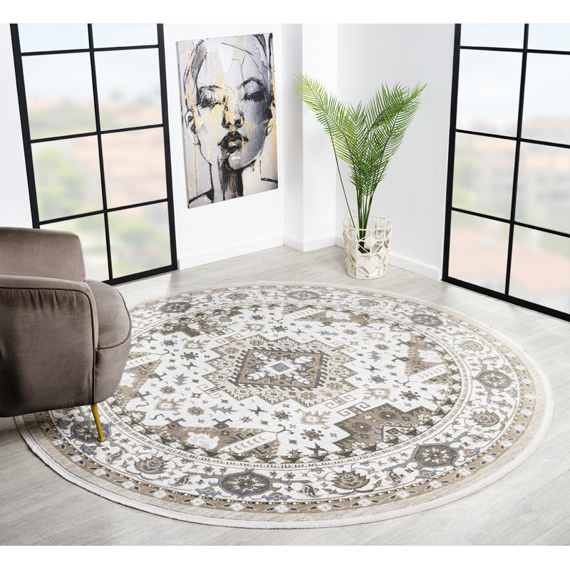 Tapis crème United Weavers Carllene Magi, Rond 7 pi 11 po 