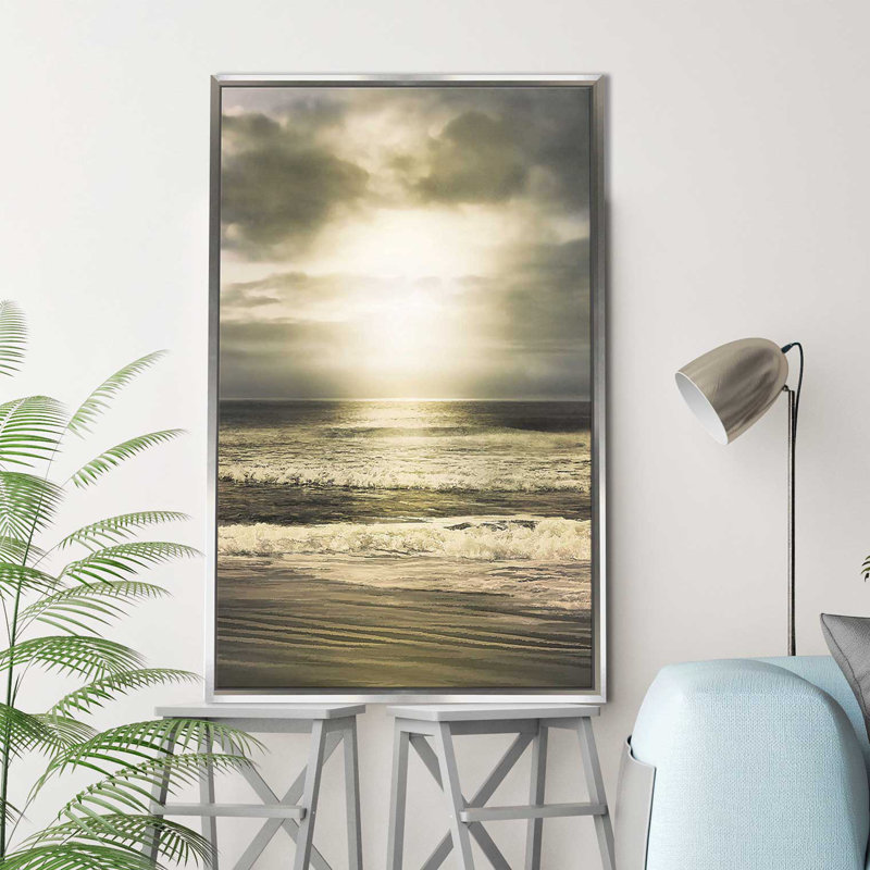 «Sun's Grace», reproduction sur toile, H 39,5 po x l 39,5 po x P 2 po, Cadre flottant argent