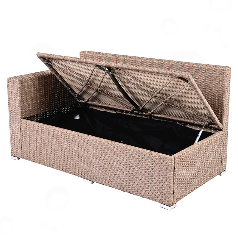 6-Piece Patio Wicker Sectional Set with Adjustable Seat,Storage Box