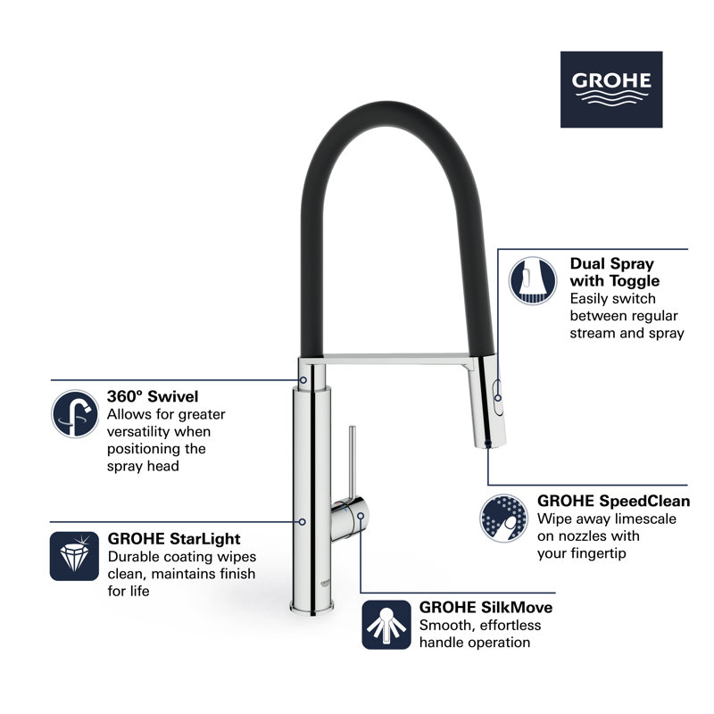 Concetto™ Pull Down Touch Single Handle Kitchen Faucet With Accessories, StarLight Chrome