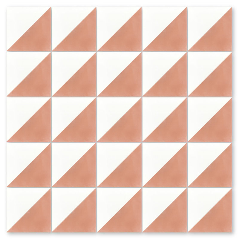 Man Overboard 8" x 8" Cement Wall & Floor Tile, Smoky Coral & White