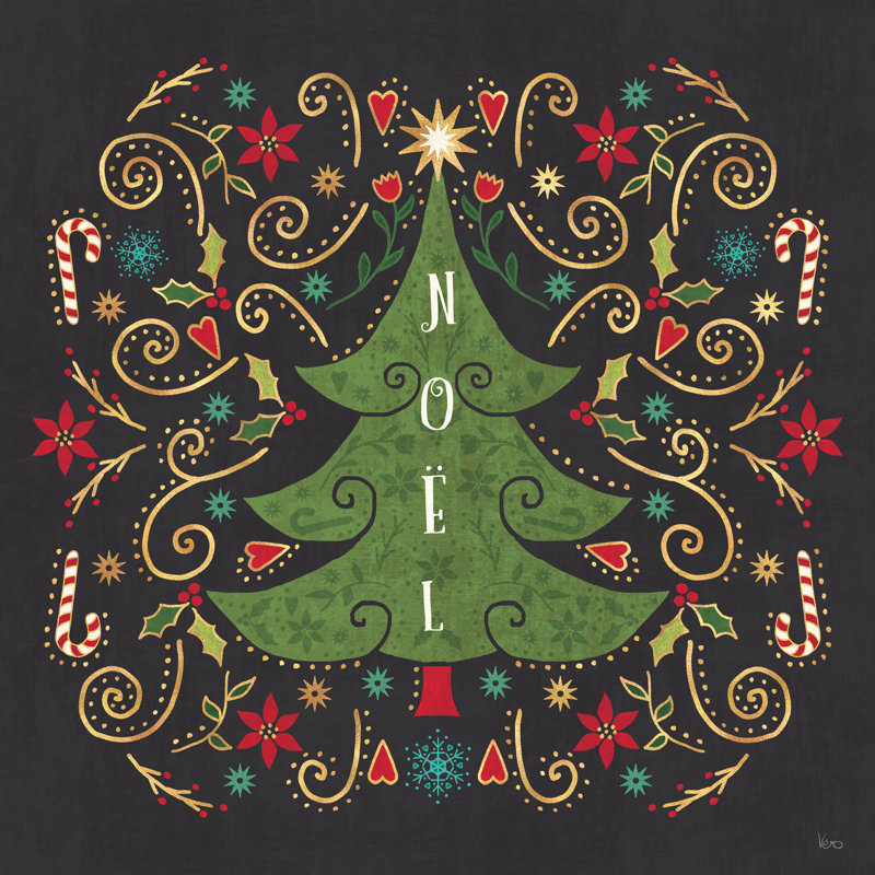Otomi Holiday IX - noir, H 12 po x l 12 po, Non, Toile tendue