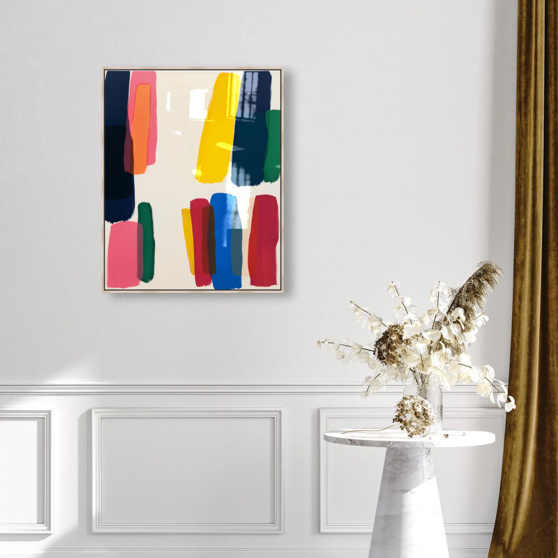 Oliver Gal CaliSunset Abstract - Hand-Applied Glass Coat Framed Canvas Art, Cream, 30" H x 24" W