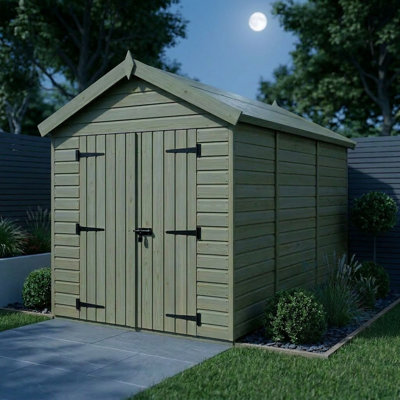 Total Sheds 6ft x 12ft Apex Garden Shed - Double Door - No Windows - Pressure Treated Timber - UK Manufactured