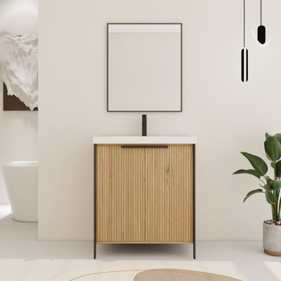 Ensemble de meuble-lavabo simple 30 po avec plateau en résine Hickory