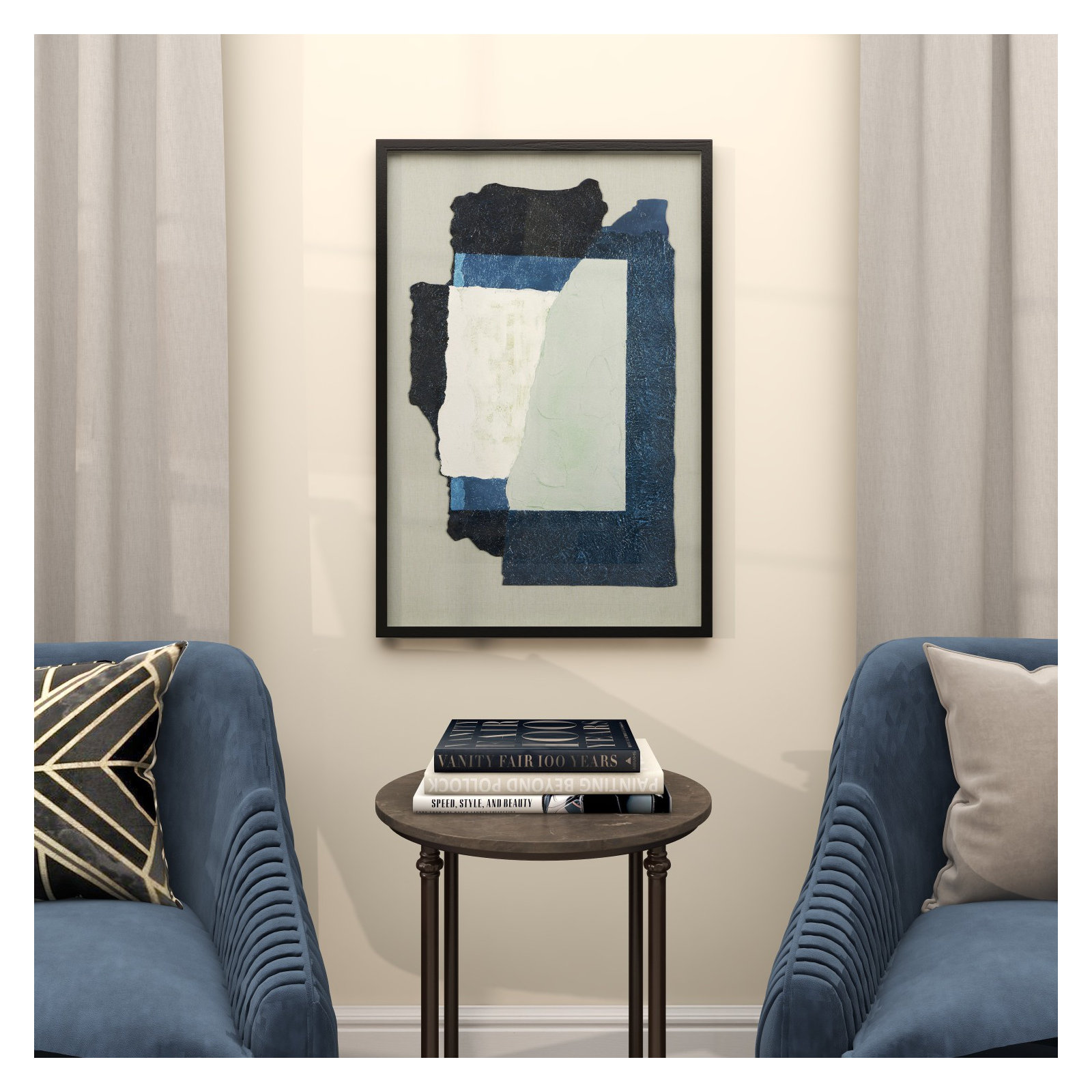 Contemporary Framed Canvas, Blue