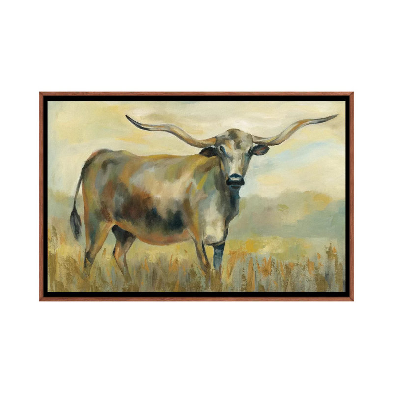 «Longhorn Cow» par Silvia Vassileva - reproduction d'art, Classic Wood Framed, Pas de tapis, H 26 po x l 40 po x 1,5 po