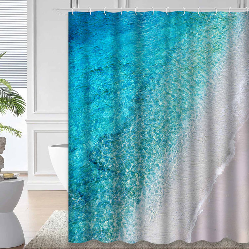 Rideau de douche avec 12 crochets Blue Water, L 72 po x l 78 po