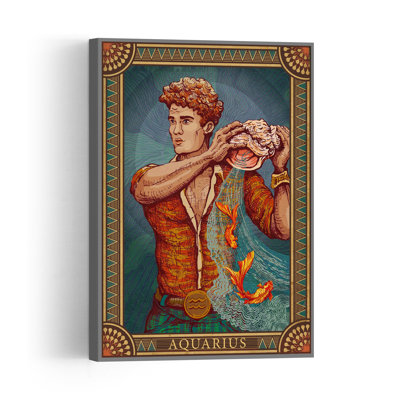Aquarius Water Bearer Vintage Goldfish Fish Ocean Wall Art Print 1 Piece Wrapped Canvas Wall Art