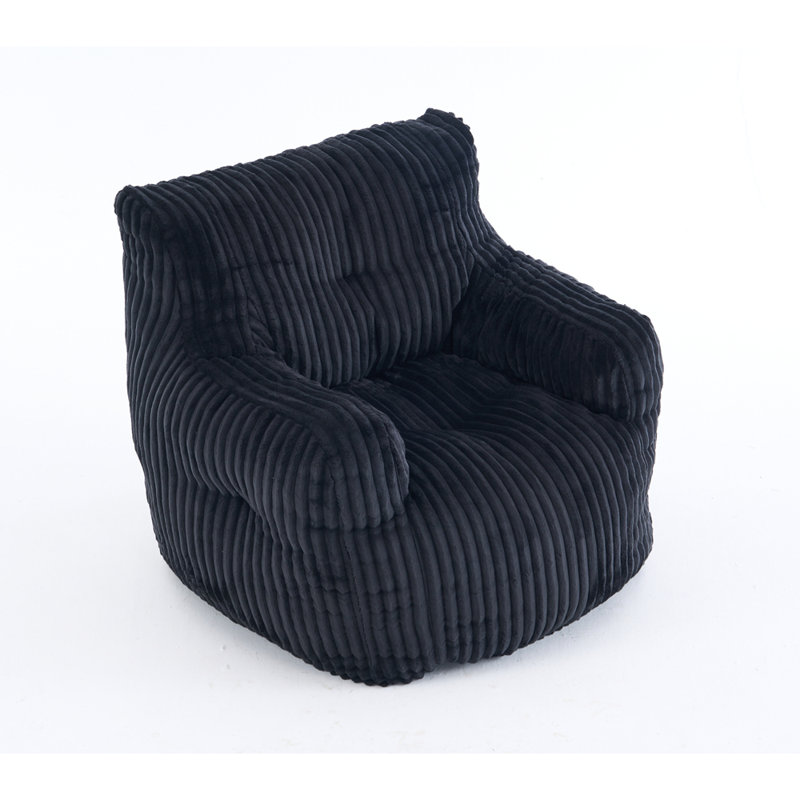 Fauteuil à billes en velours côtelé doux et moelleux rempli d'éponge à mémoire de forme, Velours côtelé noir