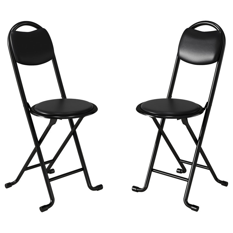 Chaises pliantes portatives 2 pièces avec support pour le dos, sièges rembourrés pour plusieurs utilisations - Petits espaces de conception compacte, cuir d'acier et de polyuréthane, stabilité des pieds en X, repose-pieds, siège facile à nettoyer, siège de 17 po