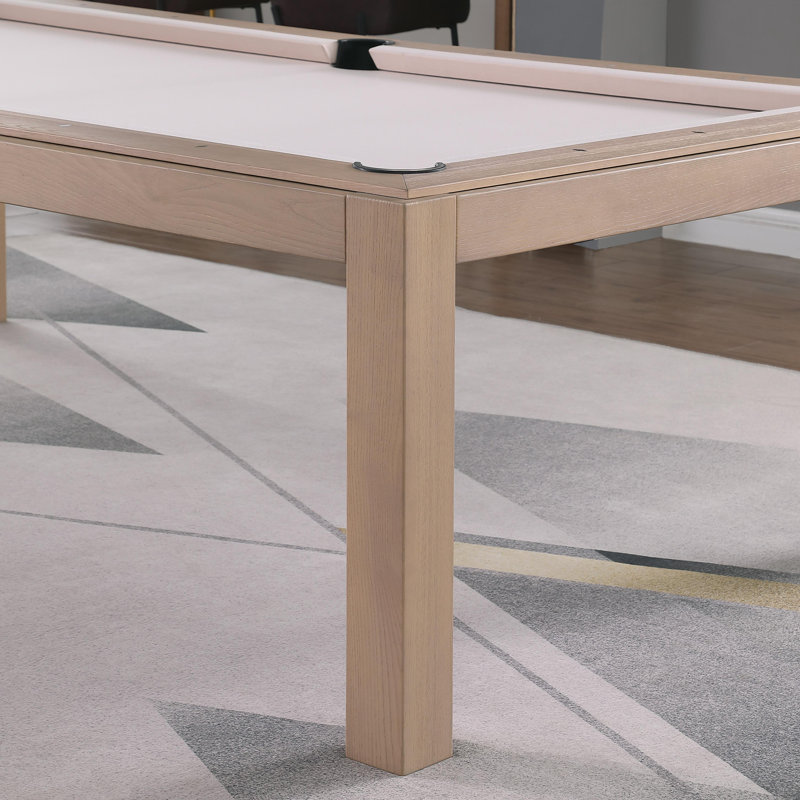 Graywash Ash 7' Pool Table with English Green Felt and Dining Top