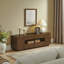 Meuble télé 59 po avec meuble télé moderne avec rangement ouvert, armoires et tiroirs, console de télévision incurvée pour salon et bureau-1607654842