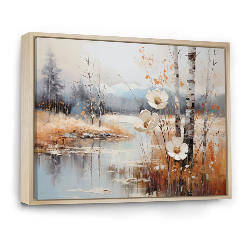«Snow Flower Charm Evocating» sur toile, H 30 po x l 40 po x P 1,5 po, Cadre naturel flottant