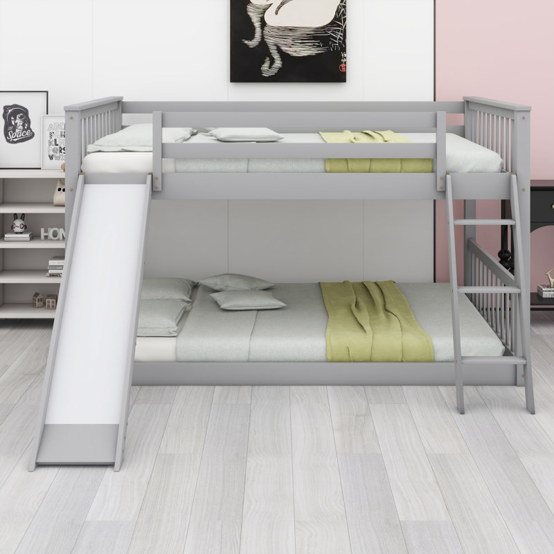 Lit superposé avec glissoire et échelle, Gris