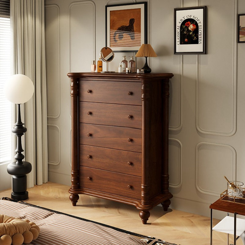 Commode de rangement en bois massif style rétro