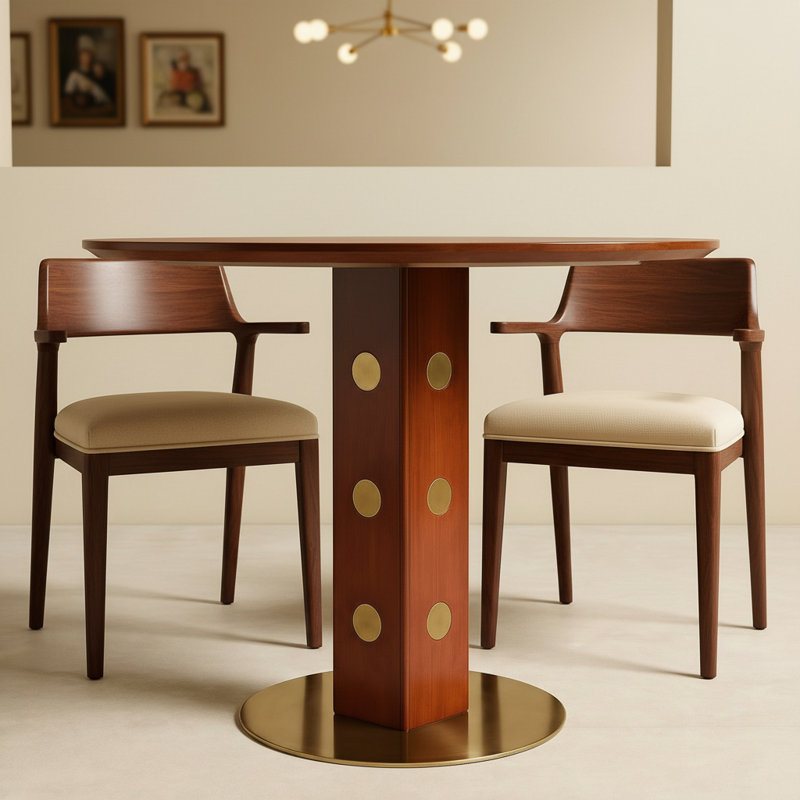31.5-inch Solid Wood Top with Solid Wood Legs Round Modern Dining Table