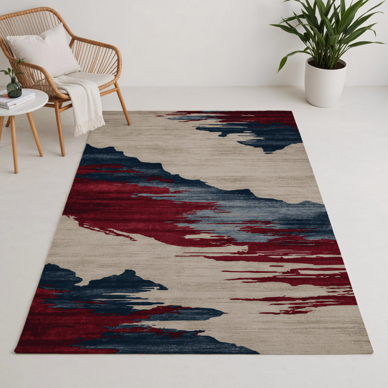 Tapis intérieur et extérieur beige Watercolor, Rectangulaire 3 pi x 5 pi
