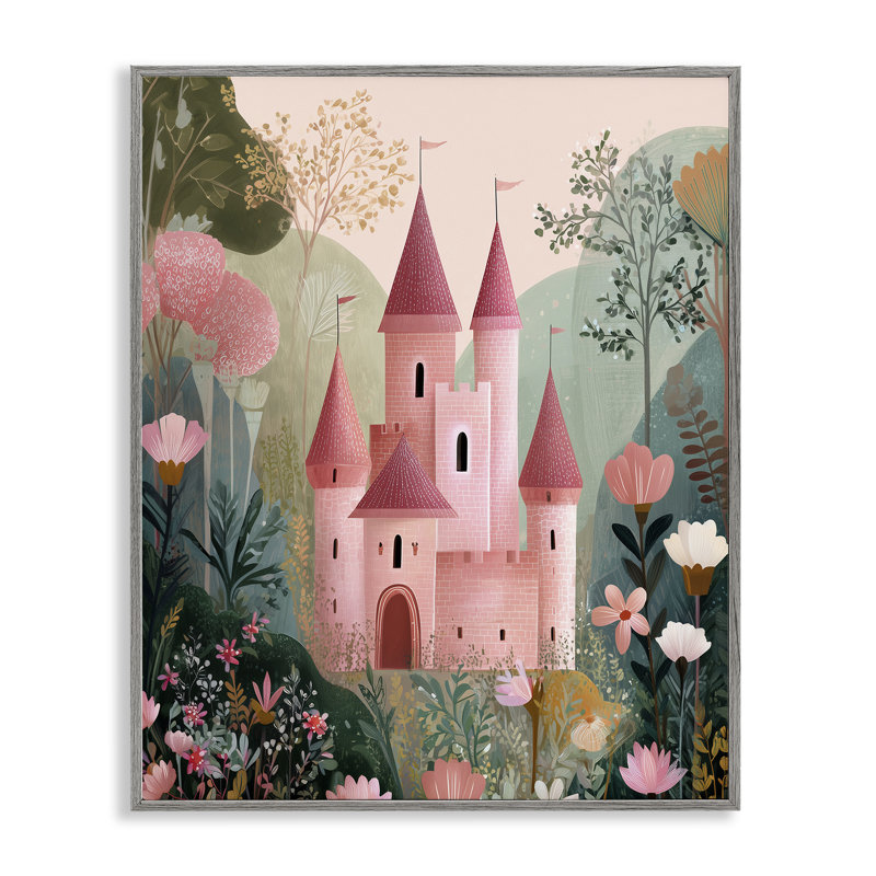 Château pour une princesse, estampe numérique, design par Christine Simpson Art, Giclée de ferme grise encadrée