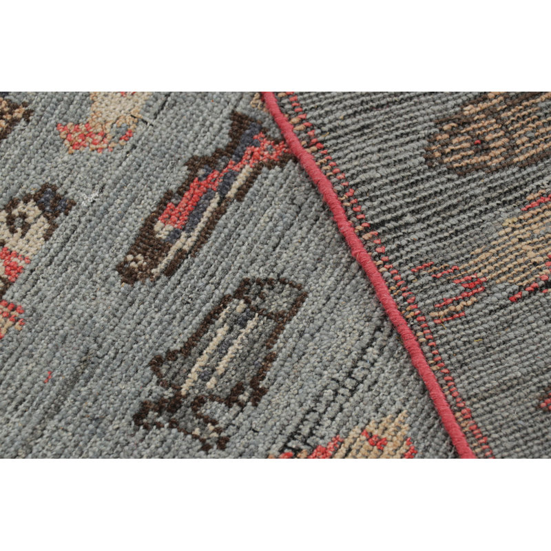 Rug & Kilim’S Mid-Century Style Runner Rug In Blue With Colorful Fish Pictorials, Rectangle 8' x 10'