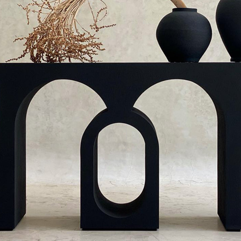 Console moderne en bois minimaliste, H 31,5 po x l 78,7 po x P 13,7 po, Noir