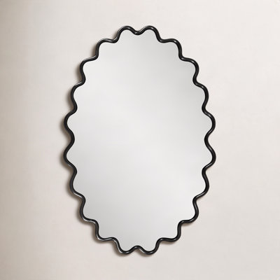 Modern Wavy Framed Oval Wall Mirror