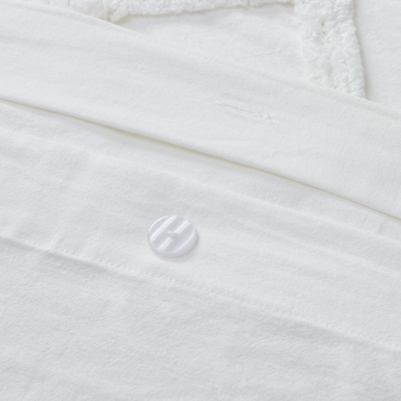 Full/Queen Navy Cotton Duvet Cover Set with Chenille Tufting