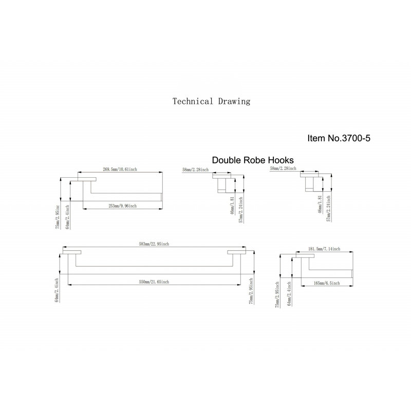 5-Piece Set Bathroom Hardware Sets, Brushed Nickel