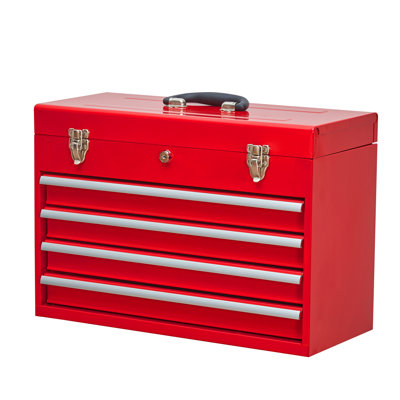 Metal Tool Box With 4 Drawers Portable Steel Tool Chest With Metal Cylinder Lock And Latch Closure