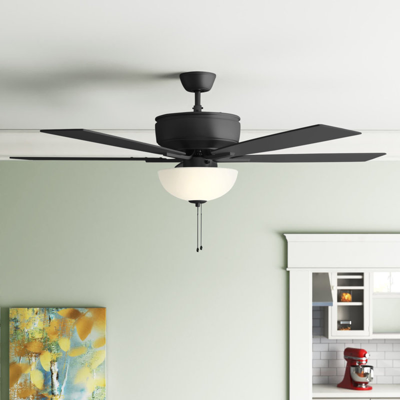 52'' Ceiling Fan with Light Kit, Flat Black
