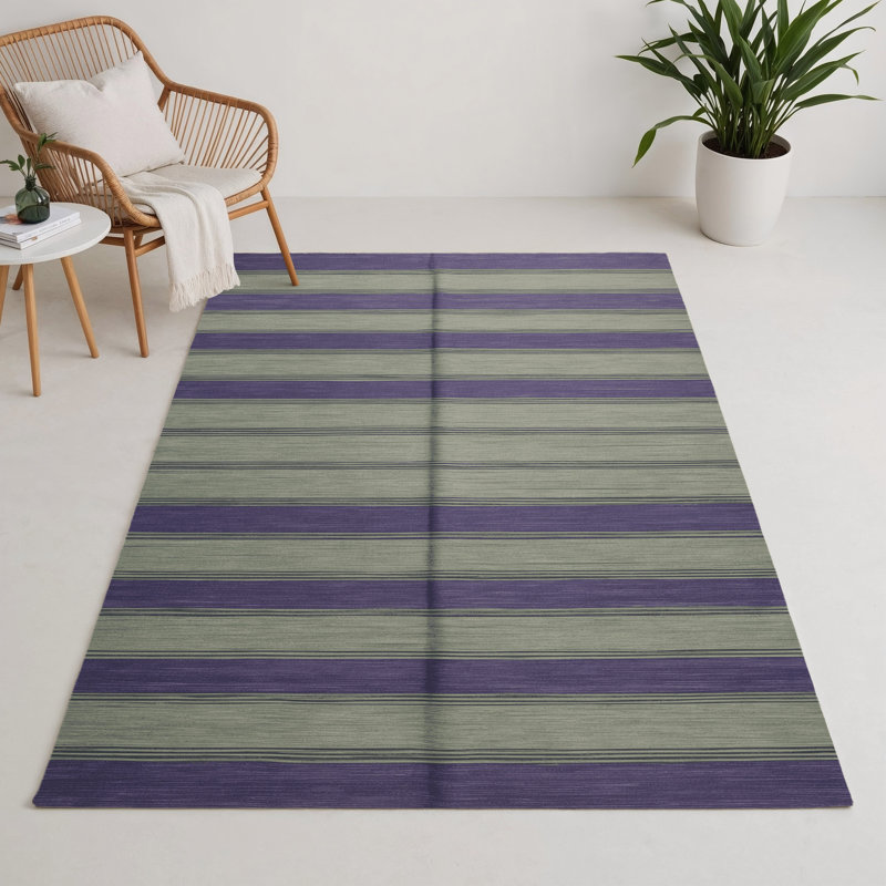 Tapis intérieur / extérieur brun HorizontalStripes, Rectangulaire 3 pi x 5 pi