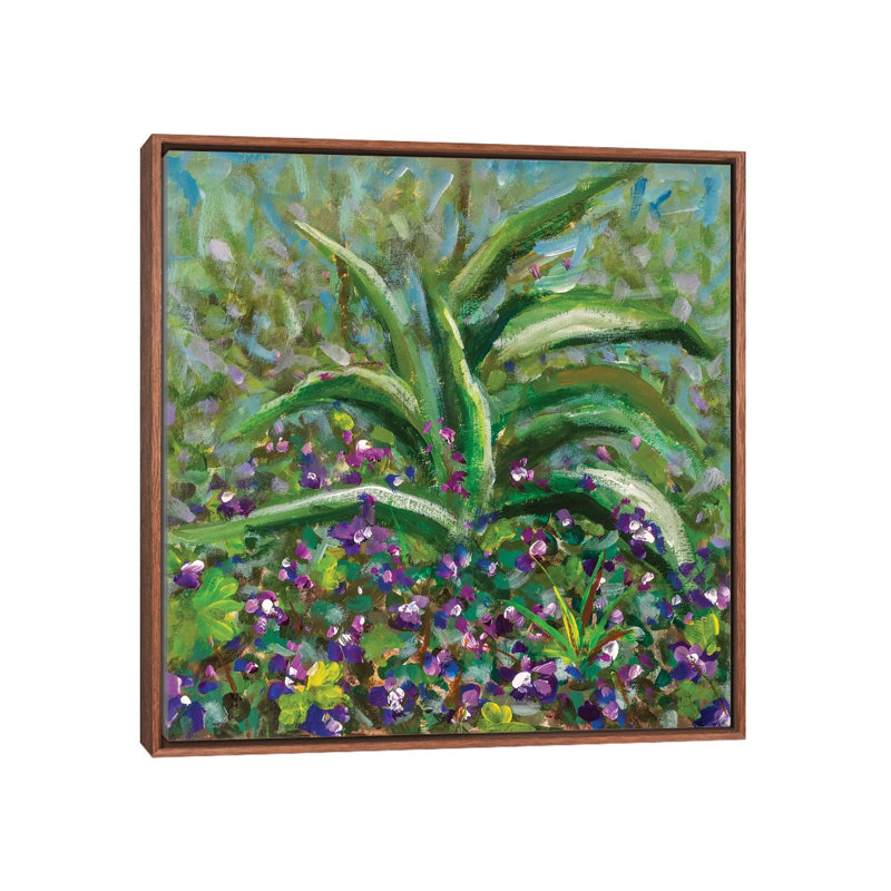 Flowers Spring by Valery Rybakow - Painting on Canvas, Brown Floater Frame, 45.72 cm H x 45.72 cm W