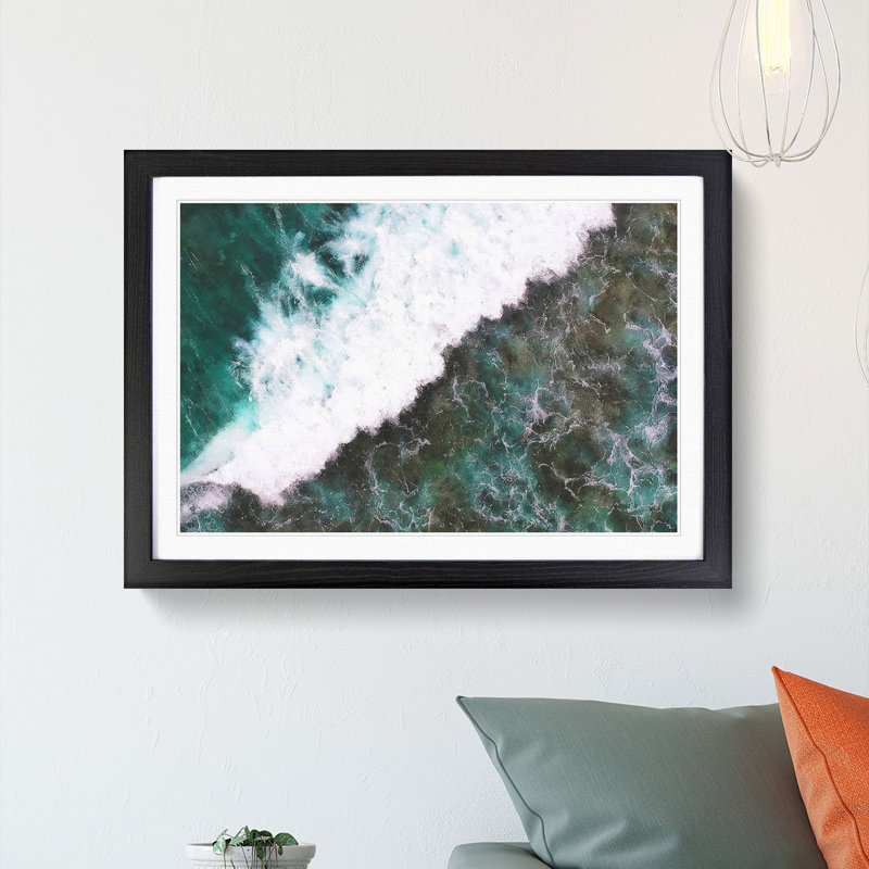 Waves in Midigama Beach - Picture Frame Painting Print, 33cm H x 45cm W x 2cm D, Black Framed