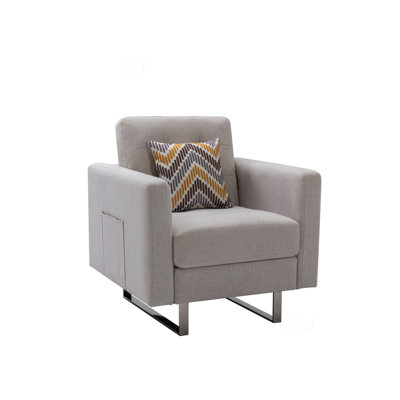 Armchair With Side Pockets And Pillow, Bedroom Chair