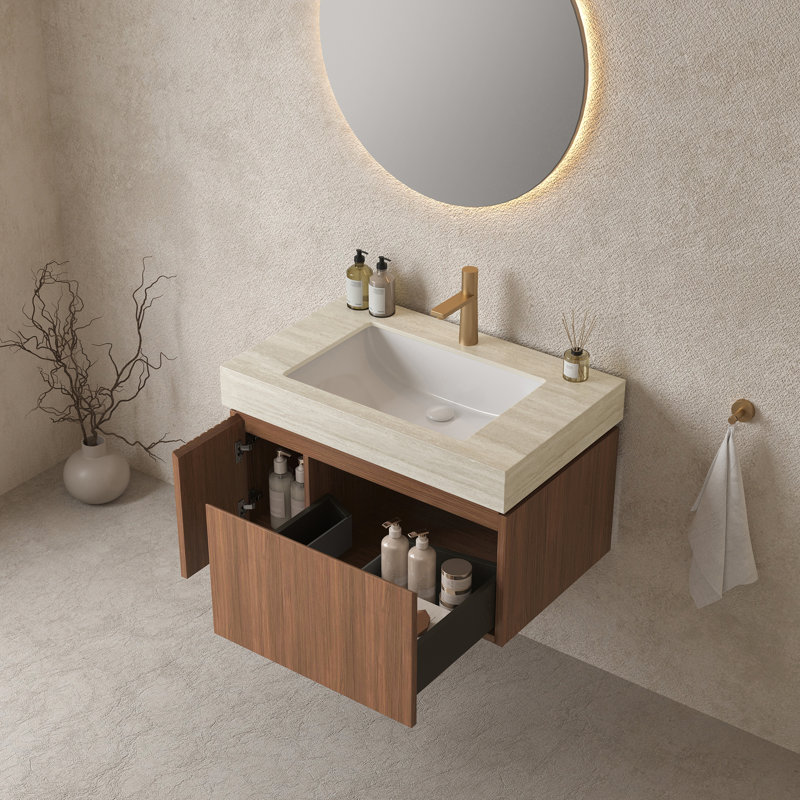 Meuble-lavabo 30 po avec lavabo, 30", Espresso, Beige