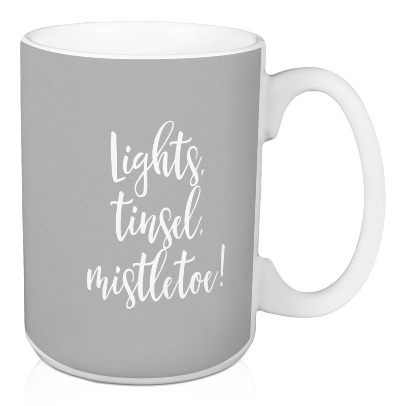 Grande tasse à café lumières, tinsel, gui Haith, Gris