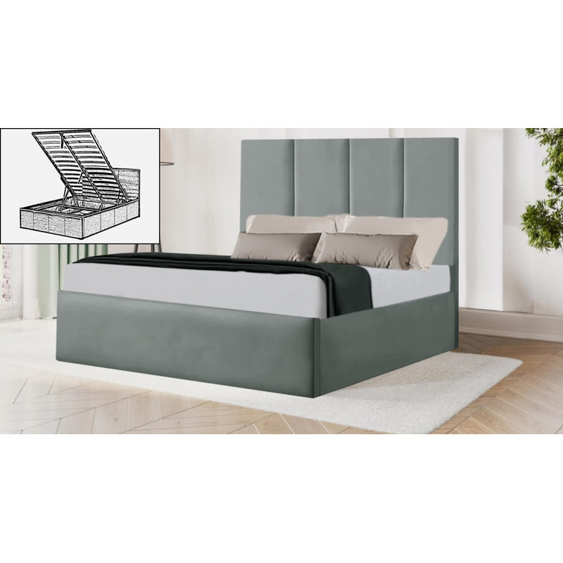 Collete Upholstered Ottoman Storage Bed, Chrome, Single (3')