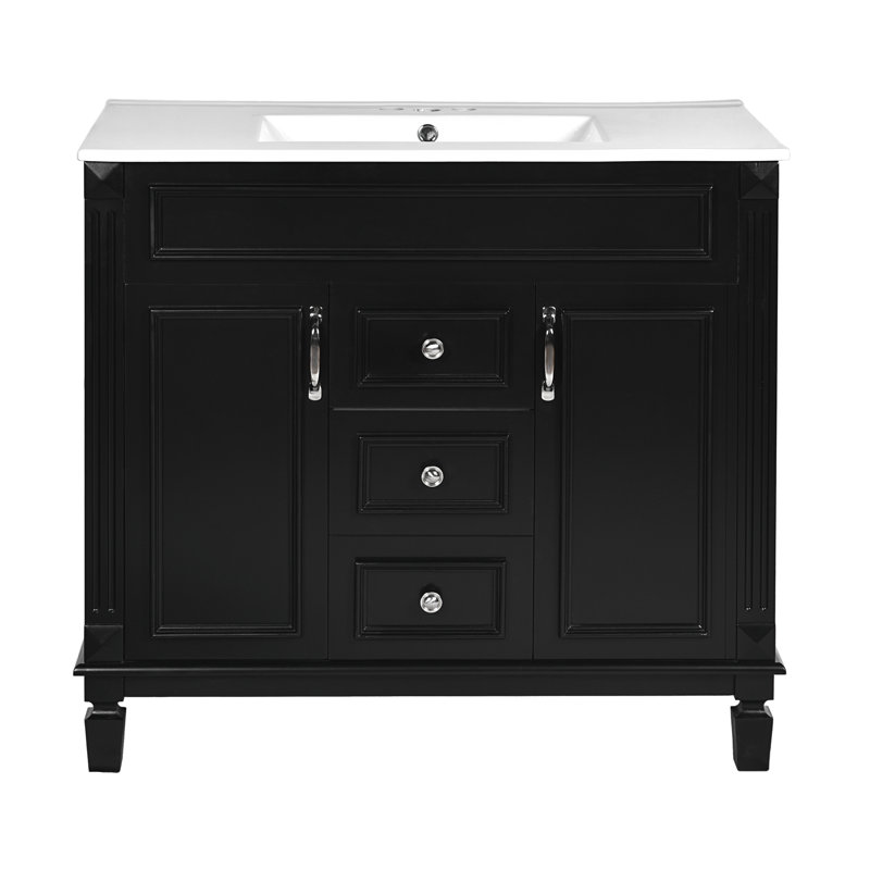 Meuble-lavabo de 36 po avec armoire à miroir murale, armoire de rangement avec lavabo supérieur