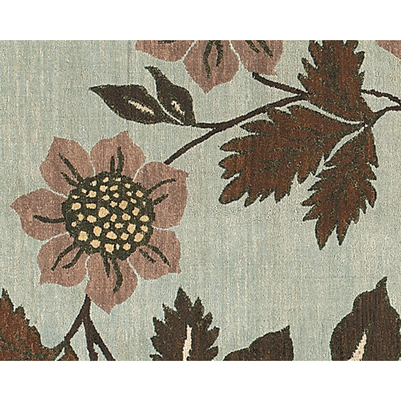 Chelsea Wool Floral Area Rug in Teal/Brown/Yellow, Rectangle 6' x 9'