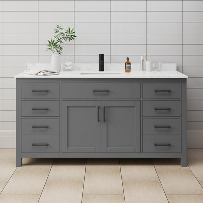 Beckett 66" Freestanding Single Bathroom Vanity with Cultured Marble Top