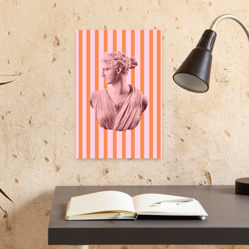 Artemispinkorangestripes Format 2x3 Impression d'art mural d'architecture contemporaine abstraite, H 18 po x l 12 po