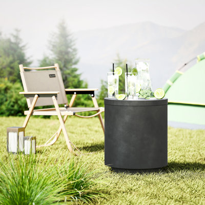 Tables de patio In 1, refroidisseur en béton et en acier avec rangement pour recevoir