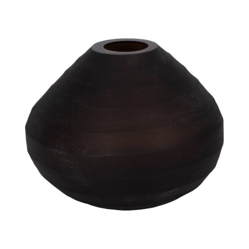 Glass Smokey Brown Round Rotund Vase