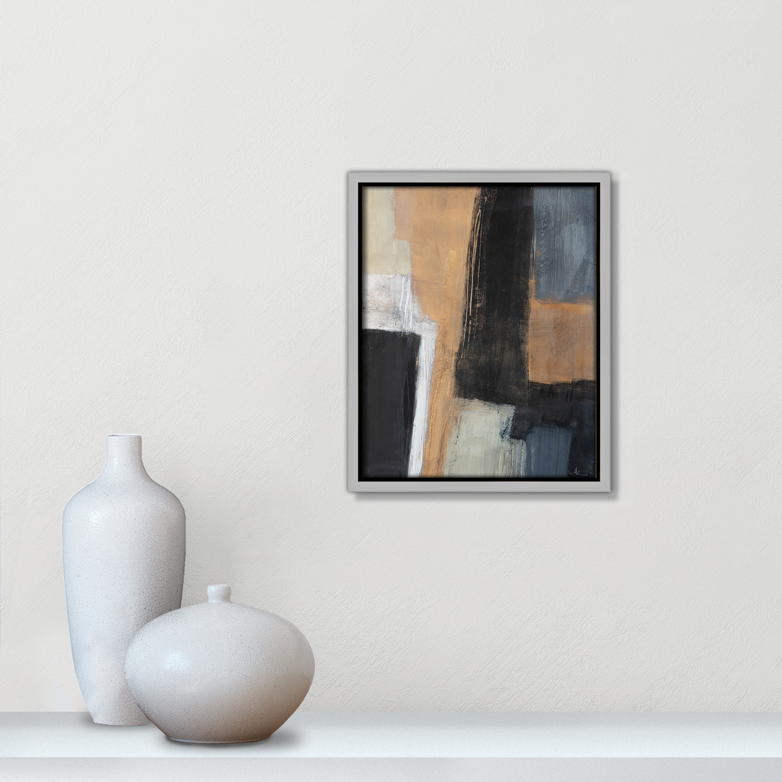 Calderon "Metallic Slate I" Print, Silver, 11.5" H x 9.5" W x 2" D