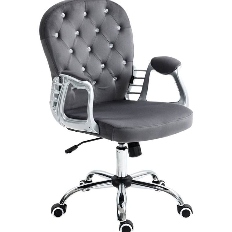 Home Office Chair In Dark Grey - Soft Cushioning, Tilt Functionality, Modern Look Seating, 360 Swivel, Ergonomic , Upholstery