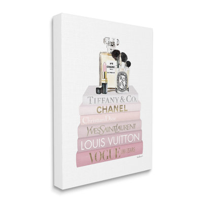 Deluxe Fragrance And Cosmetics Glam Pink Bookstack by Amanda Greenwood - Painting on Canvas