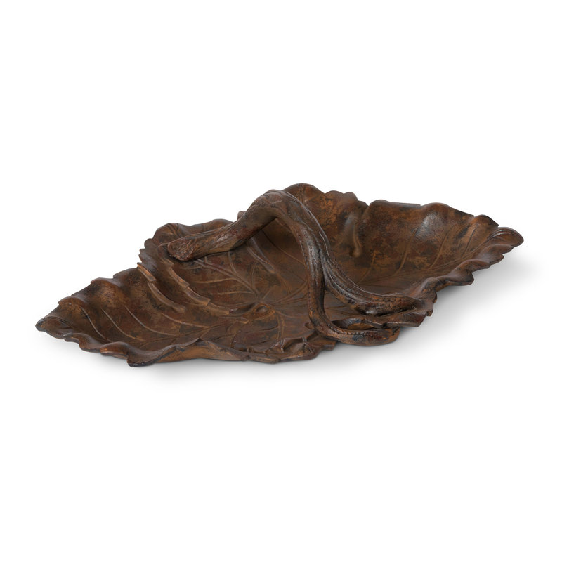 Cast Aluminum Grape Leaf Basket, 4.5" H x 20" W x 12.5" D