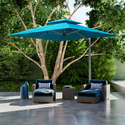 9 pi. Parasol en aluminium en porte-à-faux inclinable avec poteau central (base non incluse)