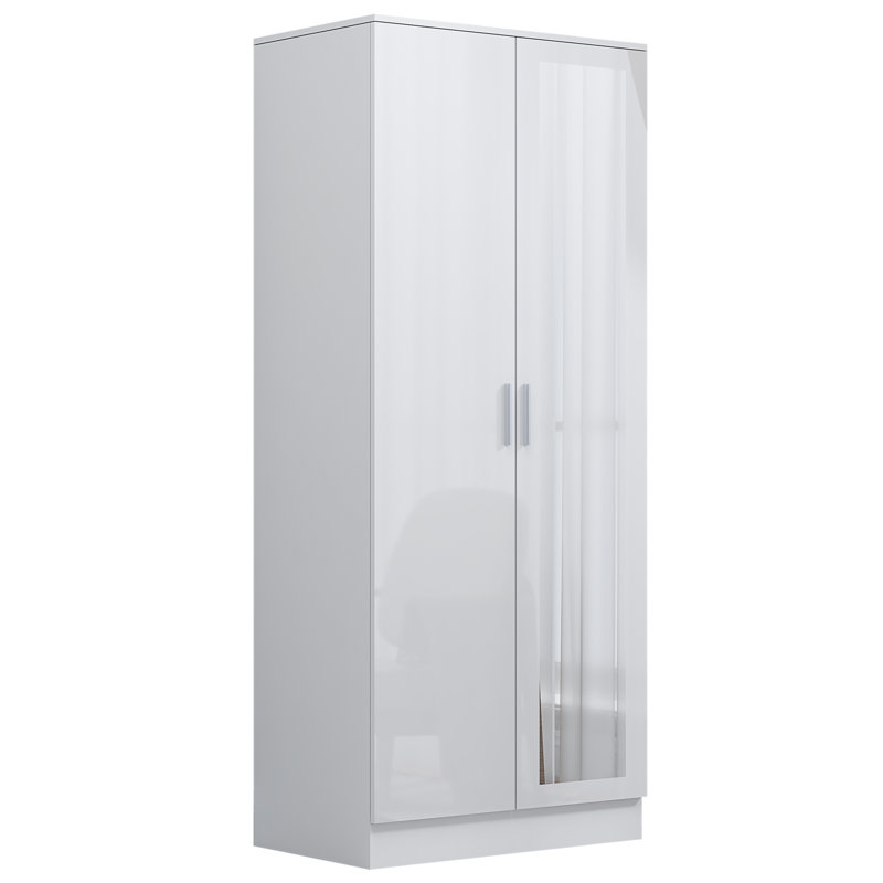 Osbourne 2 Door Wardrobe, Matte White/Gloss White